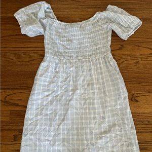 Jessica Simpson Smocked Puff Sleeve Plaid Mini Dress with Pockets